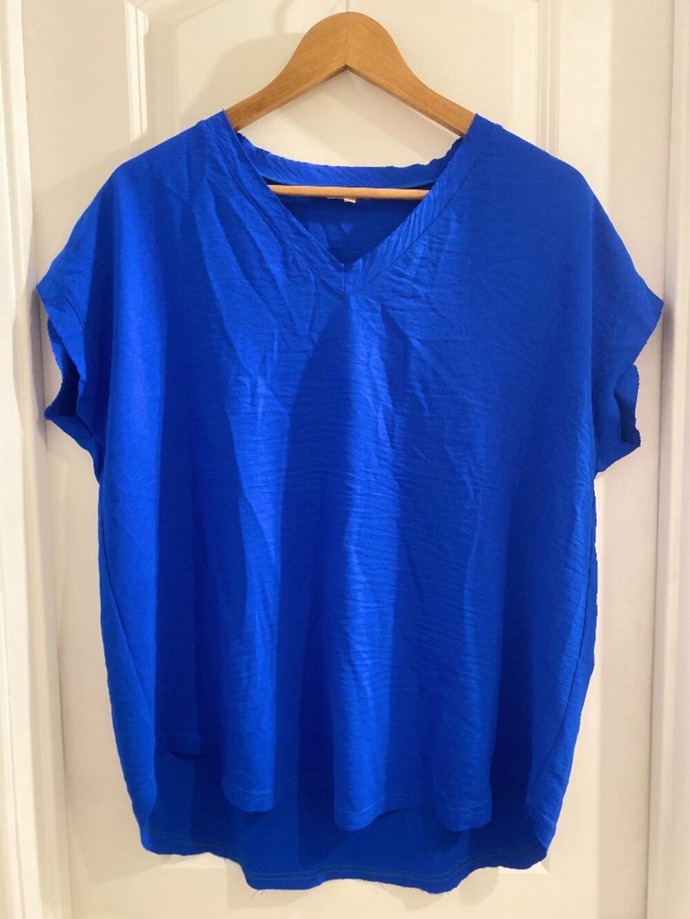 Jodifl Royal Blue V-Neck Dolman Sleeve Blouse Size Small